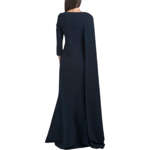 TERI JON Crepe 3d Flower Shoulder Gown - Picture 2 of 3